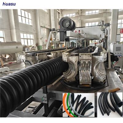 Double Wall Corrugated Pipe Extrusion Line with Barrel Hardness HV>940, Gear Material 20CrMnTi, and Screw Ratio 33:1