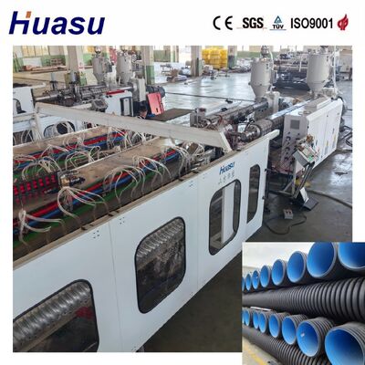 Telecom Electricity Cable Plastic HDPE Dual Wall Corrugated Pipe Extrusion Machine
