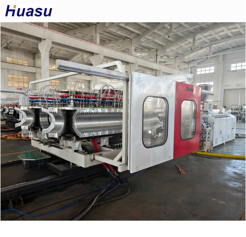 Koniczne dwustrębne wytłaczacze PVC podwójne ściany wygrzewane rurki wytłaczanie maszyny do rur plastikowych