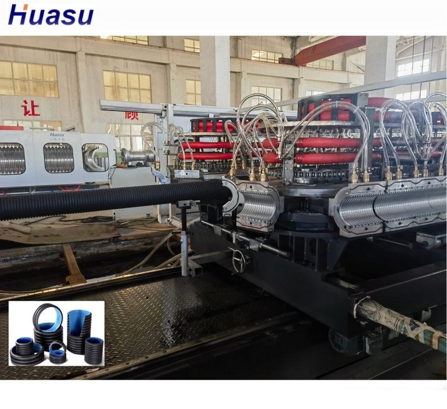 Linia do wytłaczania rur karbowanych dwuściennych o minimalnej średnicy 63 mm z automatycznym podawaniem