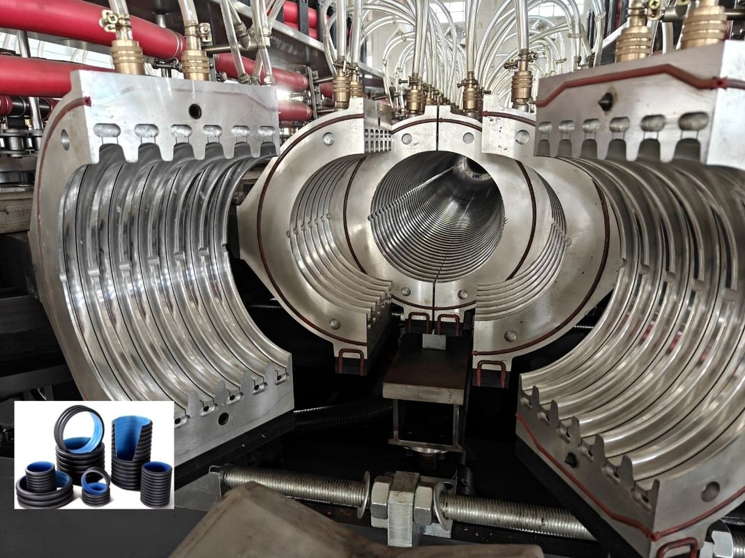 Linia do wytłaczania rur karbowanych dwuściennych o minimalnej średnicy 63 mm z automatycznym podawaniem