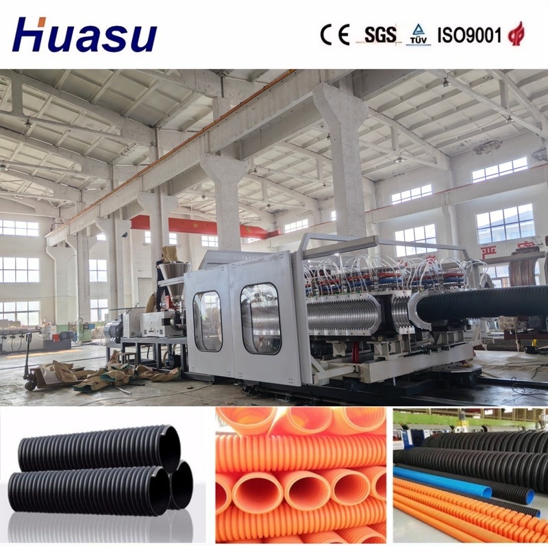 PE PVC MPP Raw Material DWC Pipe Extrusion Line with Double Wall Layer for 300mm-1600mm Pipe Diameter