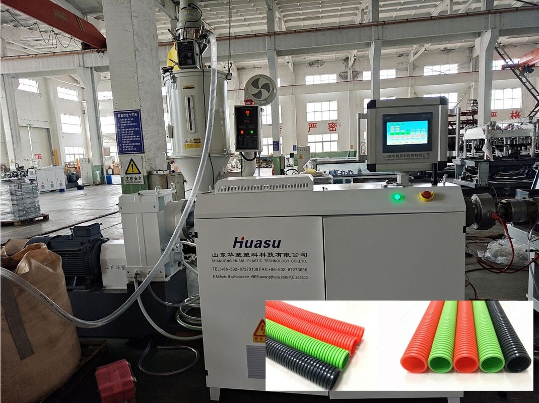 Linia do wytłaczania rur karbowanych jednościennych z czujnikiem temperatury, 1 rok gwarancji i przekładnią czołową z hartowanymi zębami