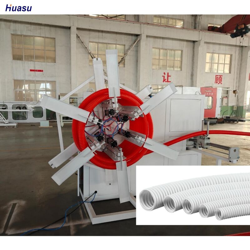 Komputeryzowana linia wytłaczania rurociągów falistej o jednej ścianie wyposażona w inwerter Siemens i korrugator typu formy obrotowej do pracy