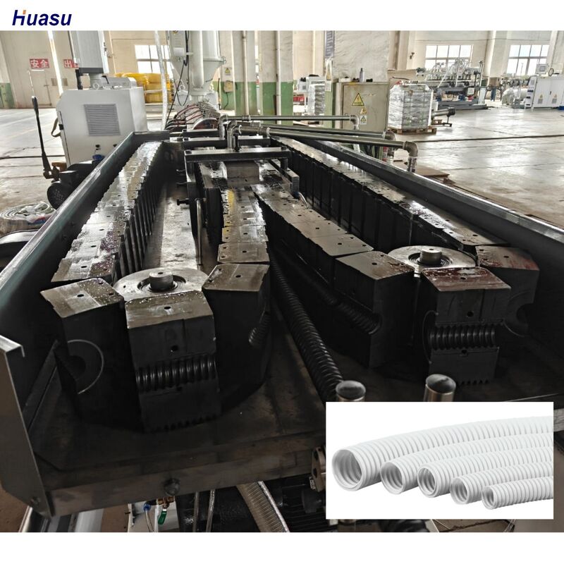 Komputeryzowana linia wytłaczania rurociągów falistej o jednej ścianie wyposażona w inwerter Siemens i korrugator typu formy obrotowej do pracy