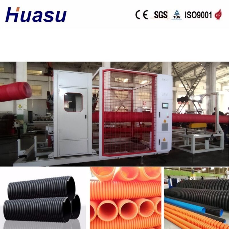 Linia do wytłaczania rur dwuściennych falistych o średnicy rury 32mm-1600mm, sterowanie PLC Siemens i wysoka wydajność 100-3000kg/h dla inżynierii komunalnej