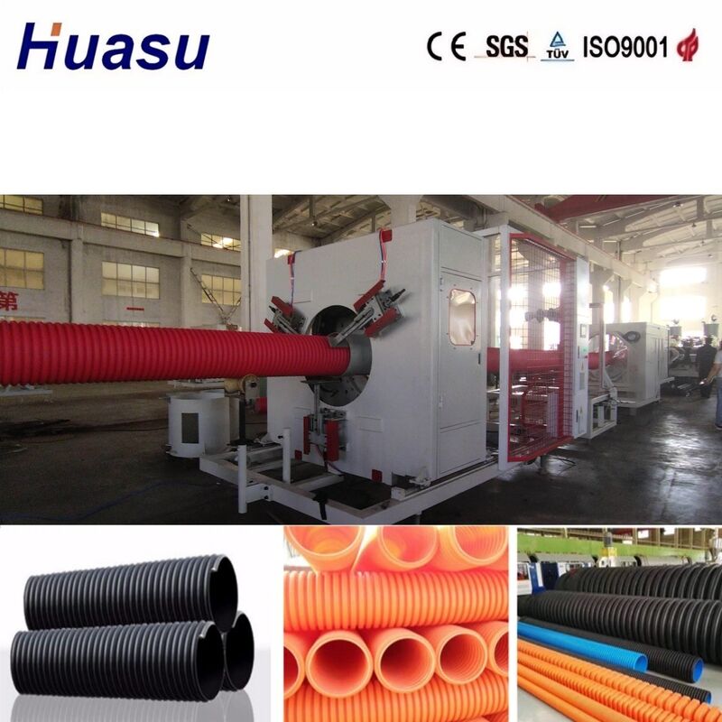 Linia do wytłaczania rur dwuściennych falistych o średnicy wewnętrznej 32 mm-1600 mm, sterowanie PLC Siemens i forma ze stopu aluminium