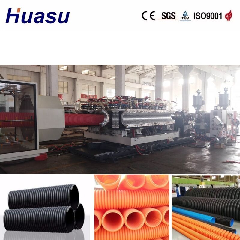 Linia do wytłaczania rur dwuściennych falistych o średnicy wewnętrznej 32 mm-1600 mm, sterowanie PLC Siemens i forma ze stopu aluminium