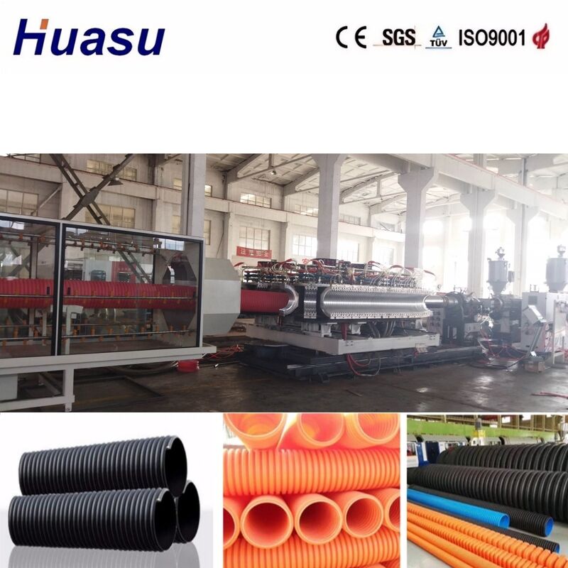 Linia do wytłaczania rur dwuściennych falistych o średnicy rury 32mm-1600mm, sterowanie PLC Siemens i wysoka wydajność 100-3000kg/h dla inżynierii komunalnej