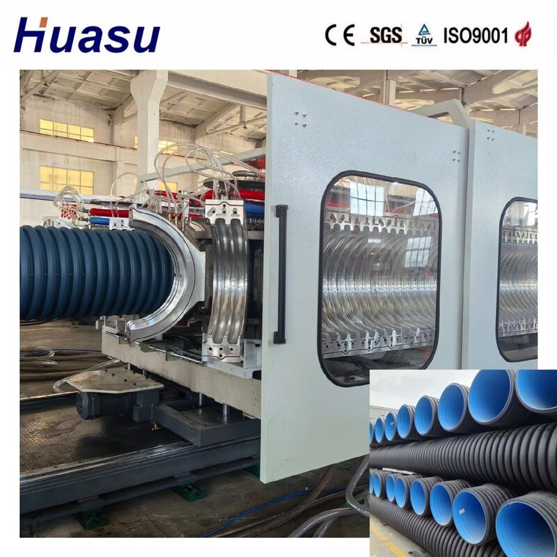 Wysokiej wydajności linia wytłaczania rurociągów z podwójnymi ścianami falistych do HDPE/PE/PP/PVC/MPP o średnicy rurociągu 32-1600 mm