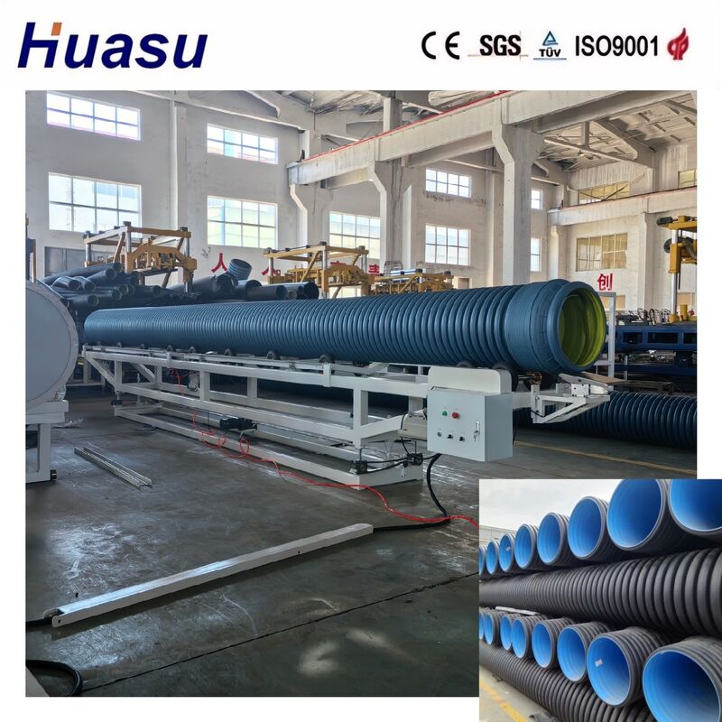Wysokiej wydajności linia wytłaczania rurociągów z podwójnymi ścianami falistych do HDPE/PE/PP/PVC/MPP o średnicy rurociągu 32-1600 mm