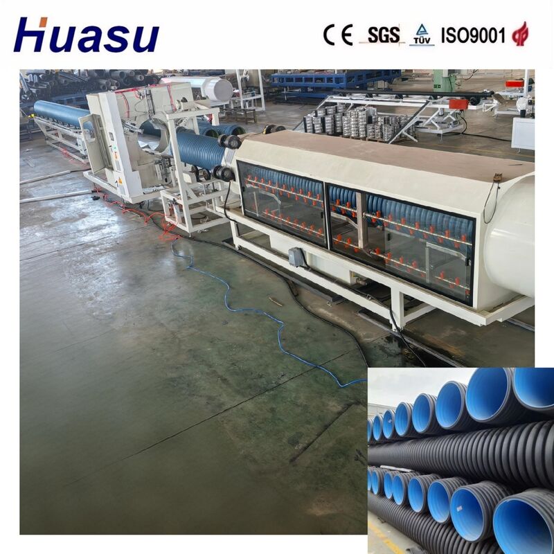 Wysokiej wydajności linia wytłaczania rurociągów z podwójnymi ścianami falistych do HDPE/PE/PP/PVC/MPP o średnicy rurociągu 32-1600 mm