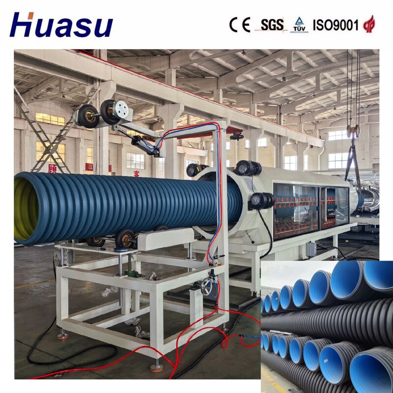 Wysokiej wydajności linia wytłaczania rurociągów z podwójnymi ścianami falistych do HDPE/PE/PP/PVC/MPP o średnicy rurociągu 32-1600 mm