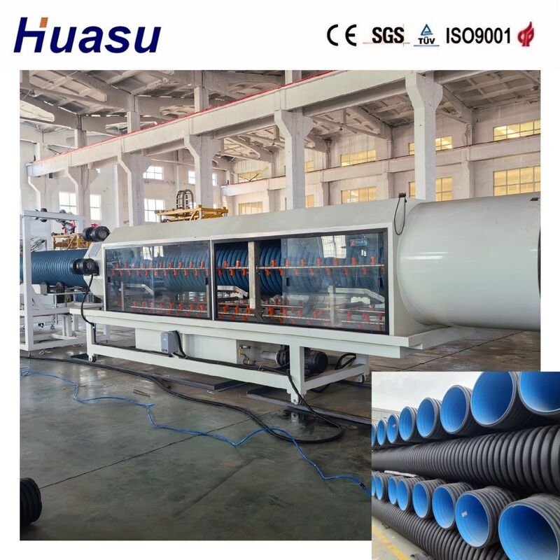 Wysokiej wydajności linia wytłaczania rurociągów z podwójnymi ścianami falistych do HDPE/PE/PP/PVC/MPP o średnicy rurociągu 32-1600 mm