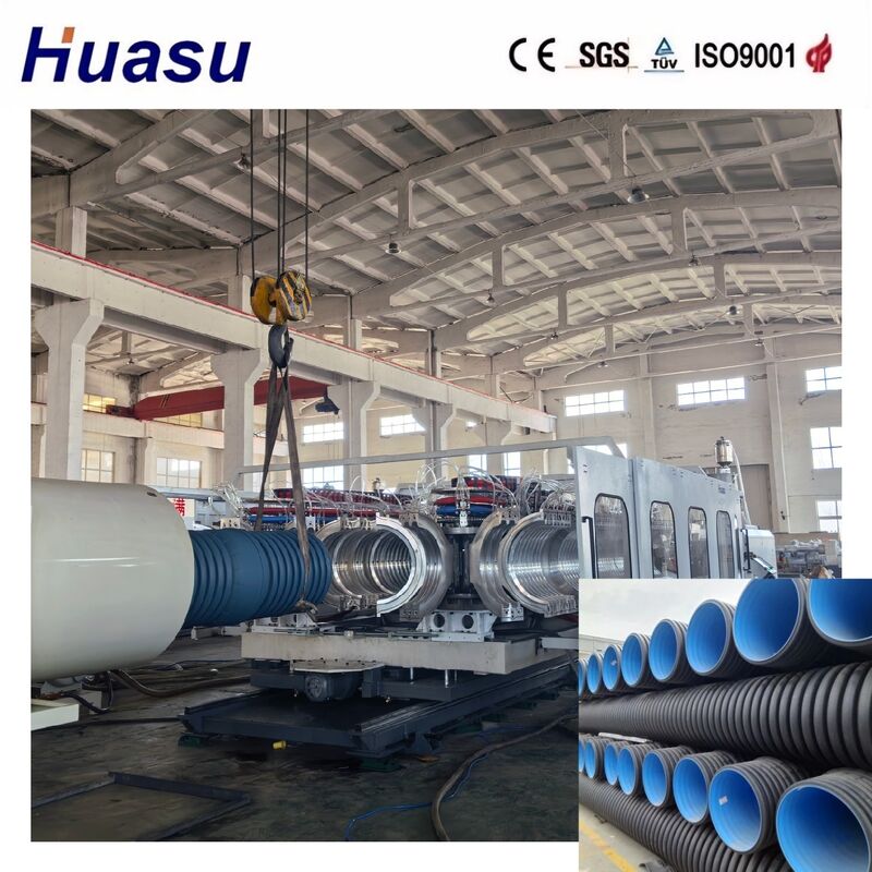 Wysokiej wydajności linia wytłaczania rurociągów z podwójnymi ścianami falistych do HDPE/PE/PP/PVC/MPP o średnicy rurociągu 32-1600 mm