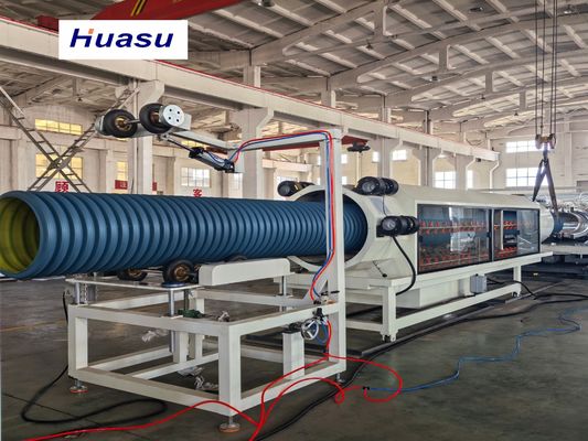 Water Cooling DWC Pipe Extrusion Line for PE PVC MPP Material with 32-1600mm Cutting Diameter