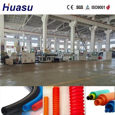 PLC Controlled Remote Corrugated Pipe Extrusion Line with 32mm-1600mm Diameter Range and Single Screw Extruder for Cable Protection