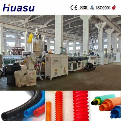 PLC Controlled Remote Corrugated Pipe Extrusion Line with 32mm-1600mm Diameter Range and Single Screw Extruder for Cable Protection